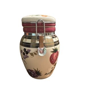 Oneida Strawberry Plaid Ceramic Jar